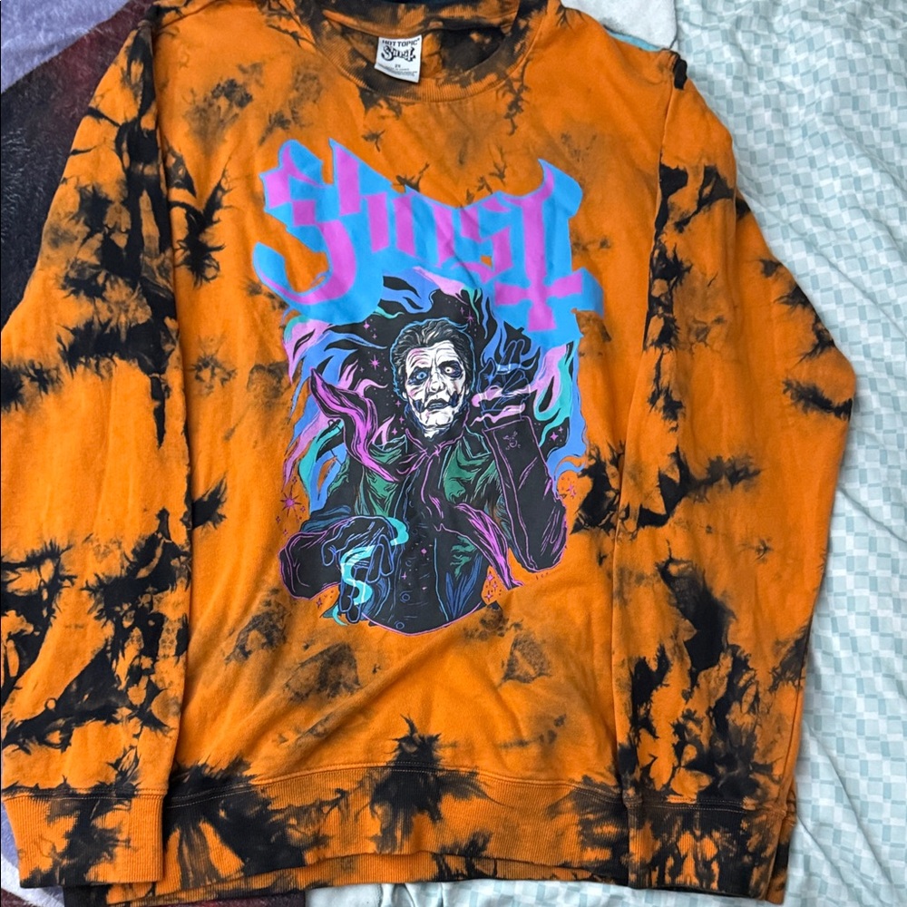 Ghost Orange and Black Tie-Dye Crewneck Sweater